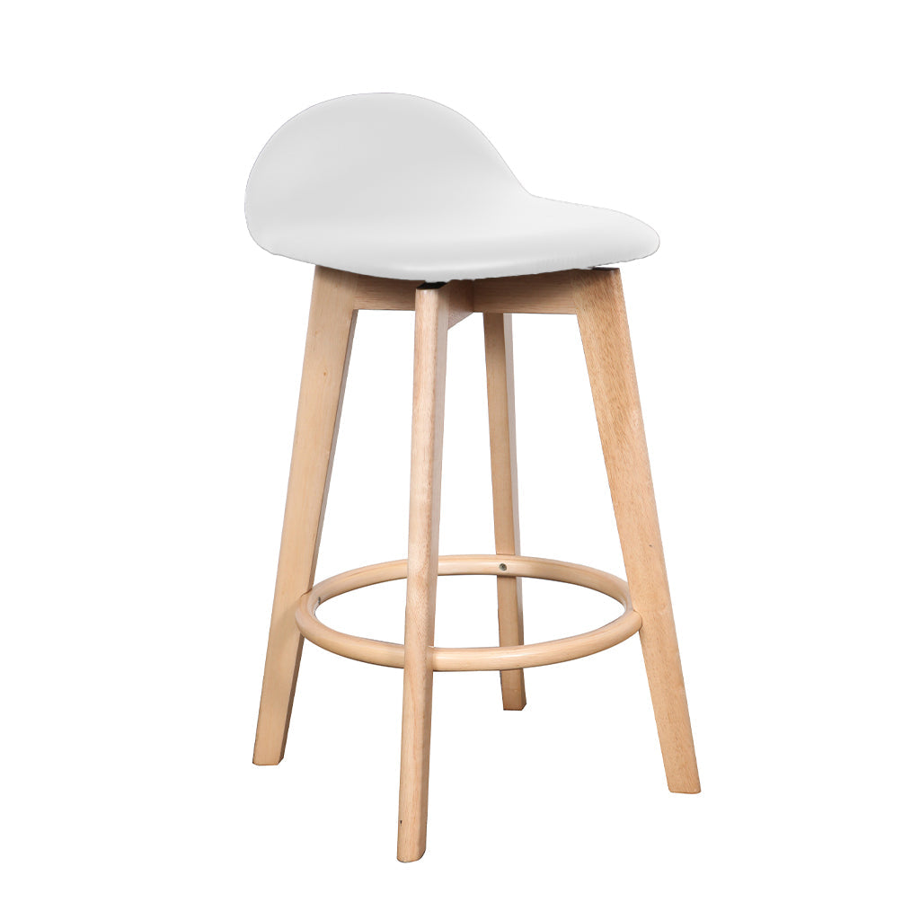 Caulfield Bar Stool-Natural with White PU Seat