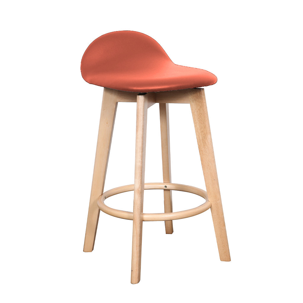 Caulfield Bar Stool-Natural with Cognac PU Seat