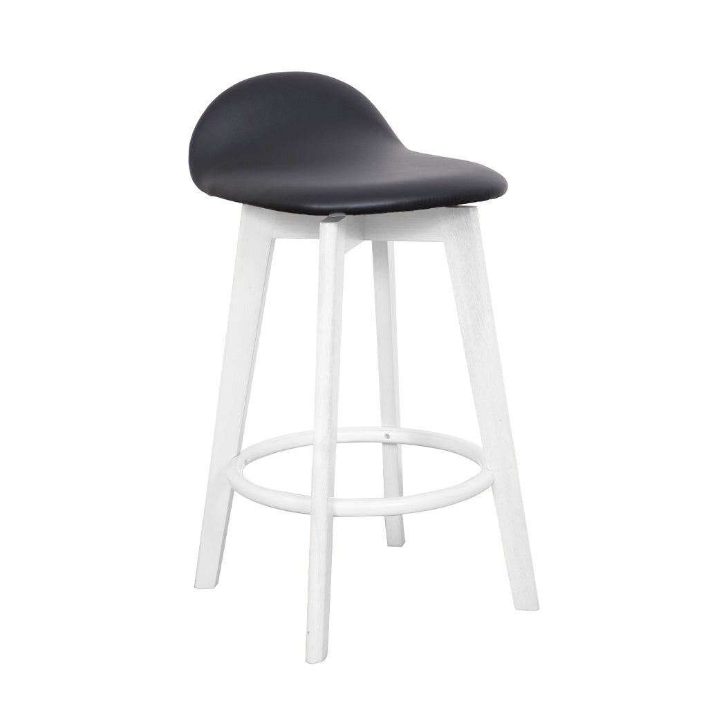 Caulfield Bar Stool-White with Black PU Seat
