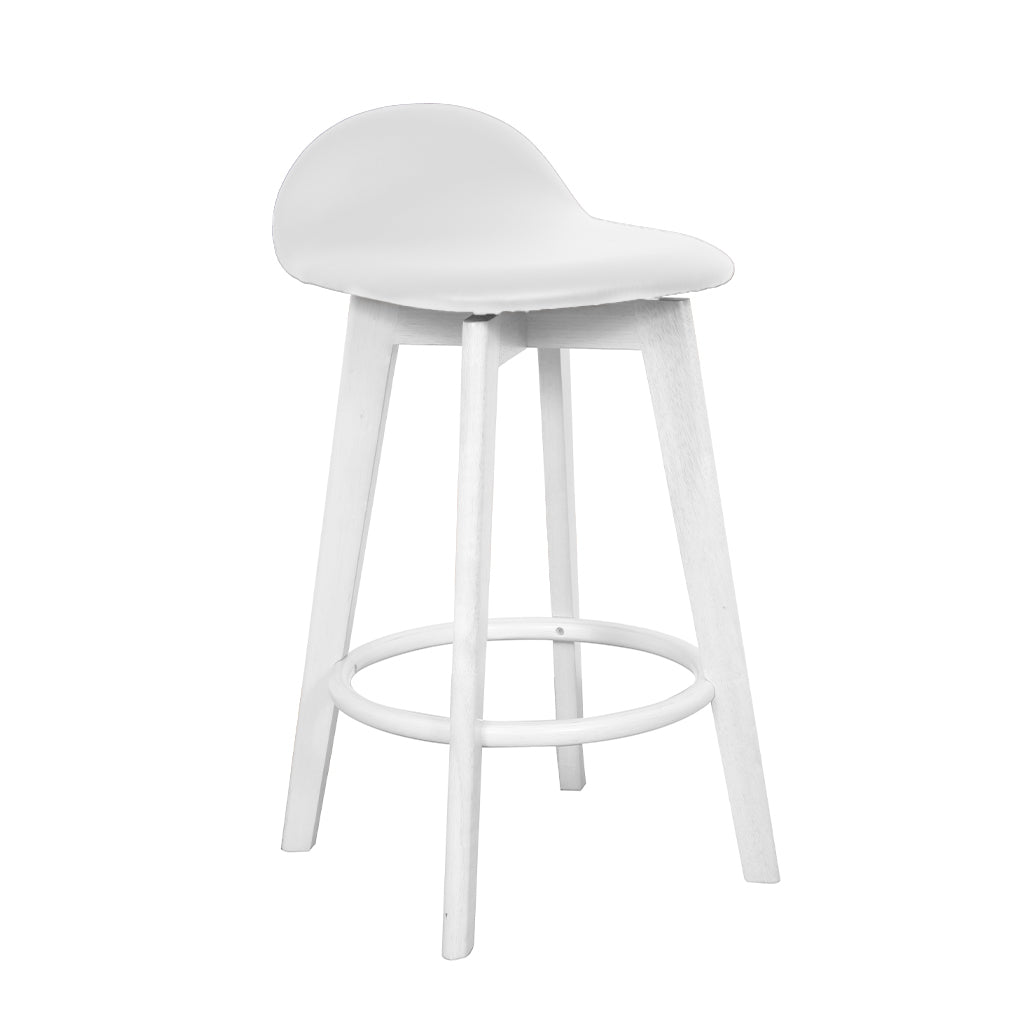 Caulfield Bar Stool-White with White PU Seat