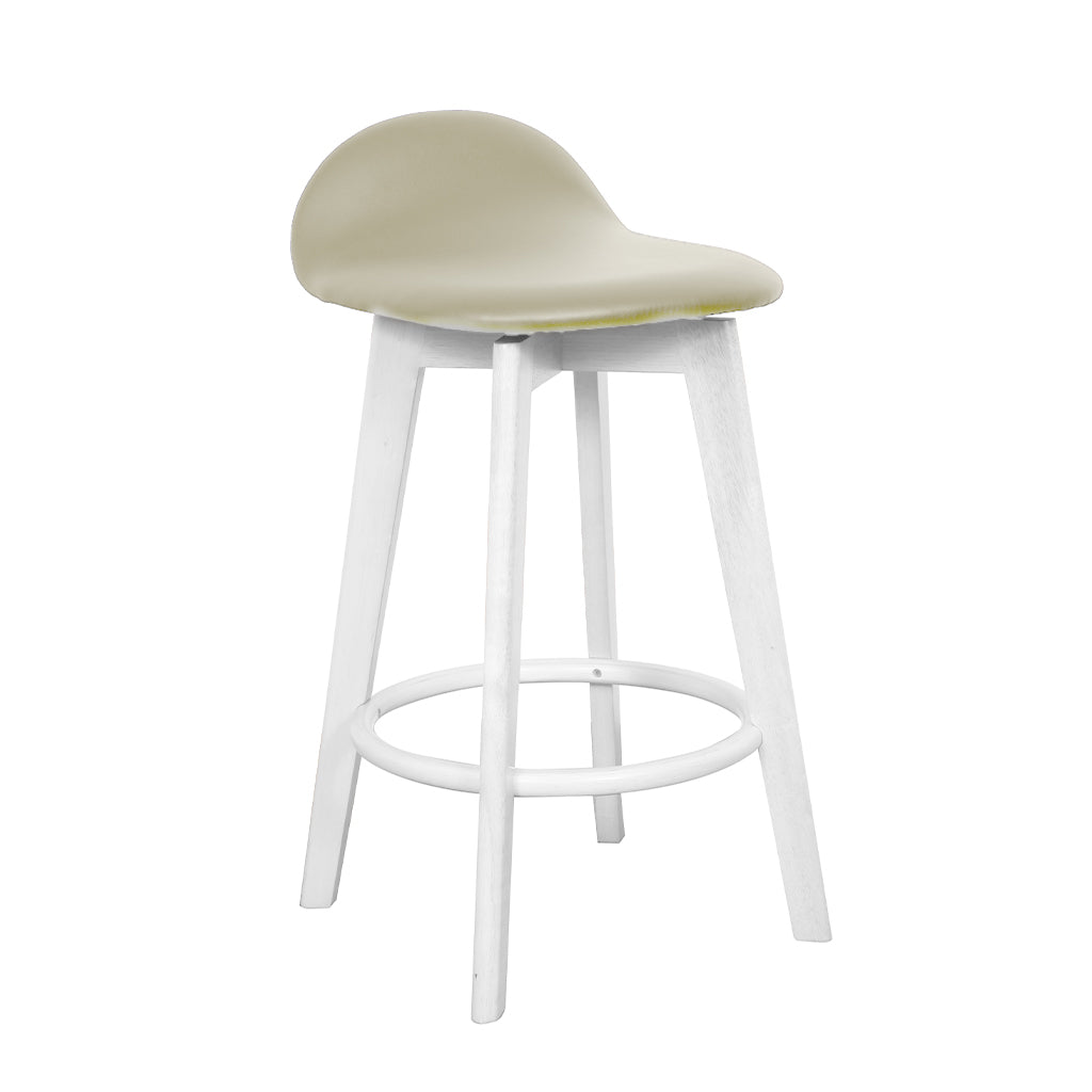 Caulfield Bar Stool-White with Clay PU Seat