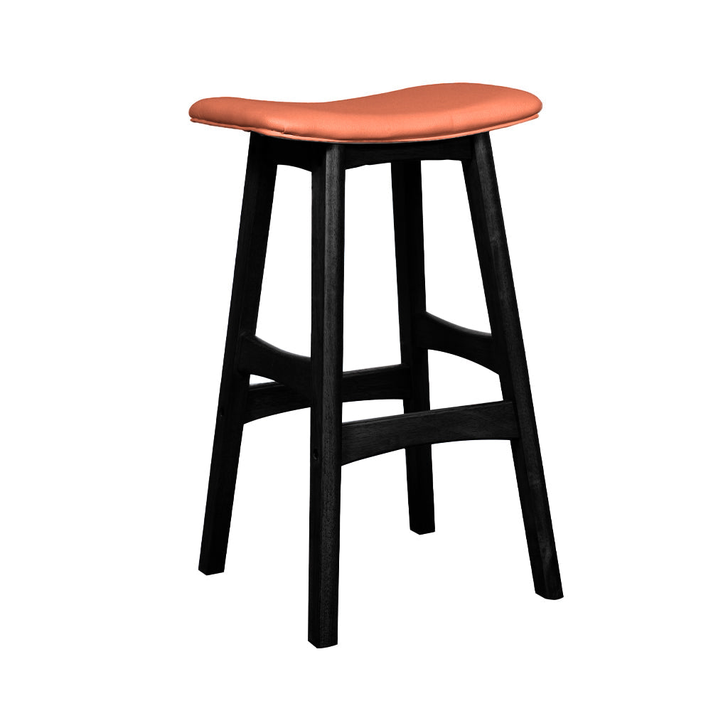 Gangnam Bar Stool-Black with Cognac PU Seat