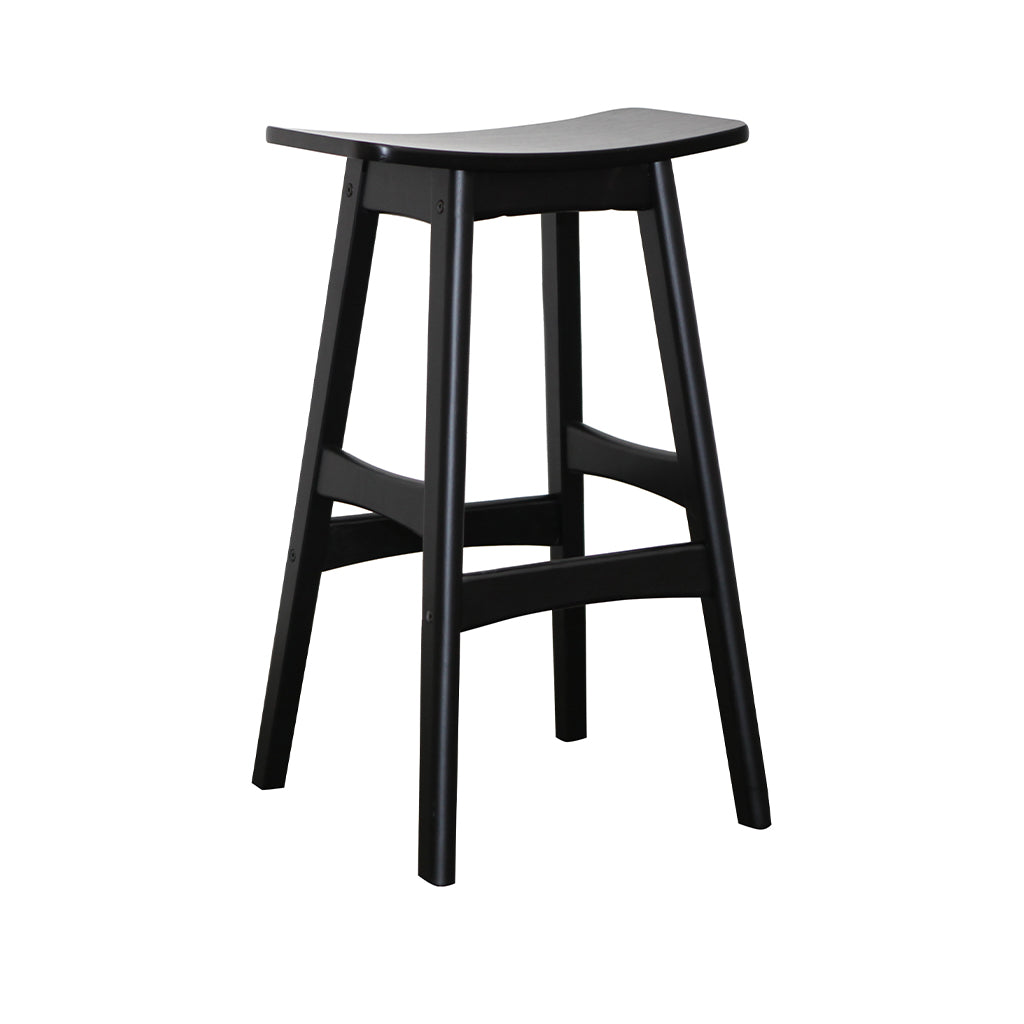 Gangnam Bar Stool-Black with Black Veneer Seat