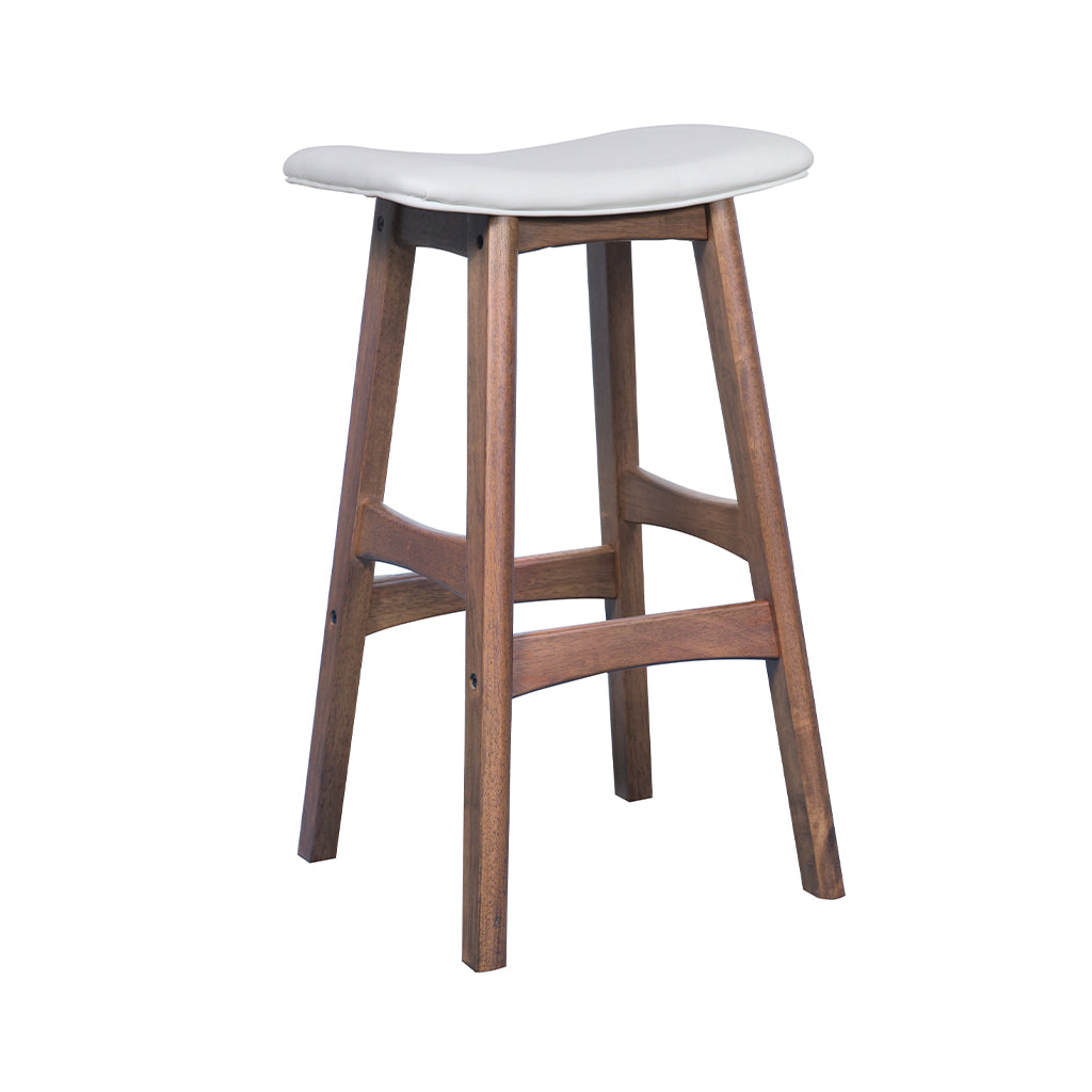 Gangnam Bar Stool-Light Walnut with White PU Seat