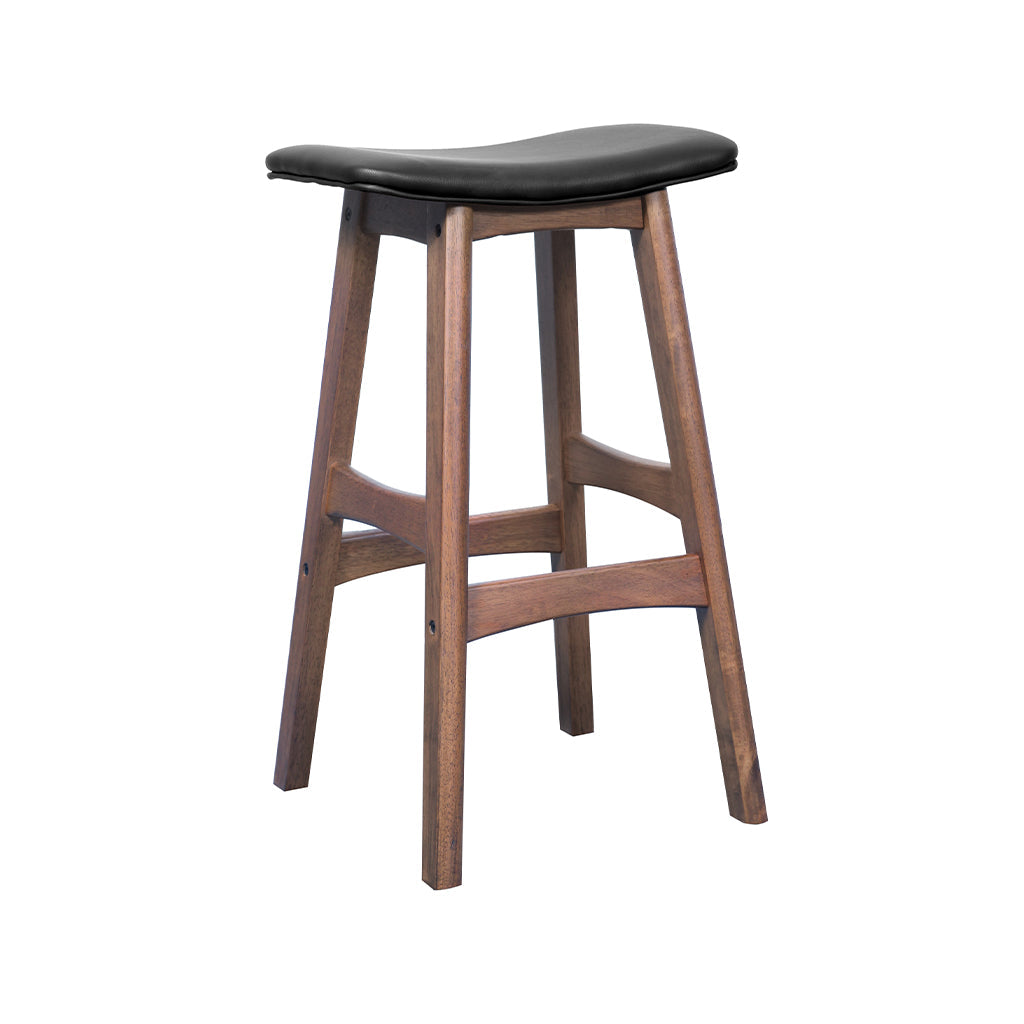 Gangnam Bar Stool-Light Walnut with Black PU Seat