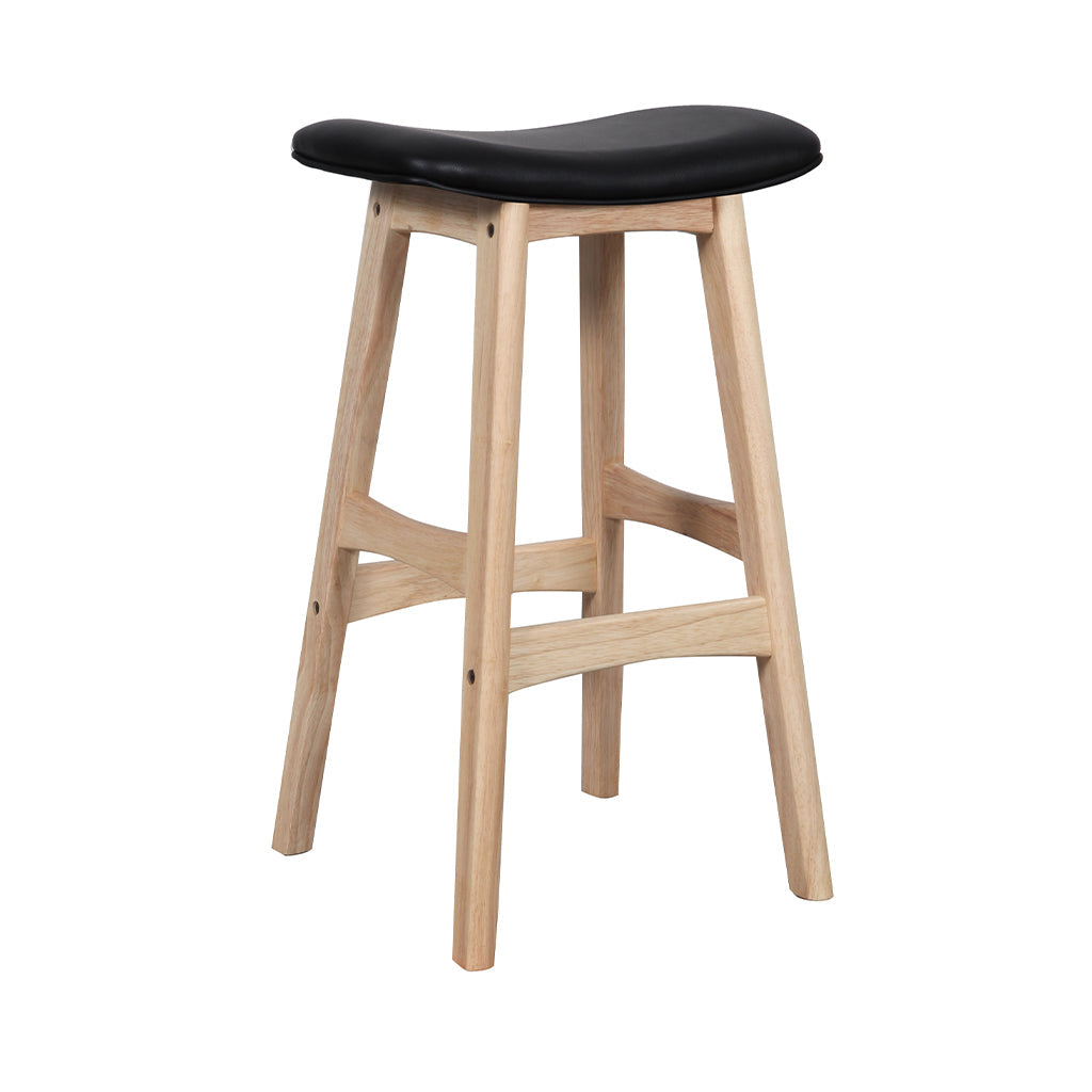 Gangnam Bar Stool-Natural with Black PU Seat