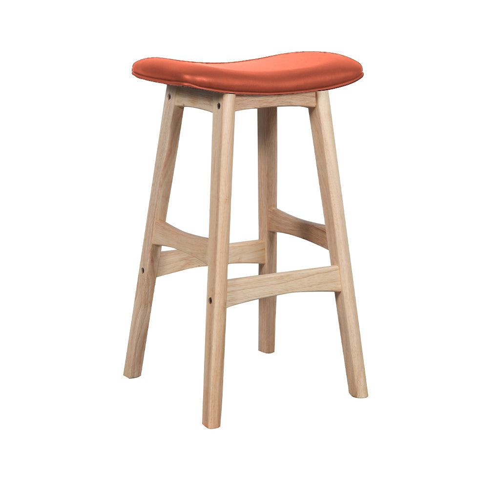 Gangnam Bar Stool-Natural with Cognac PU Seat