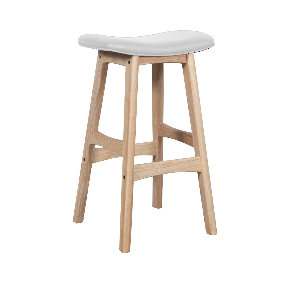 Gangnam Bar Stool-Natural with White PU Seat