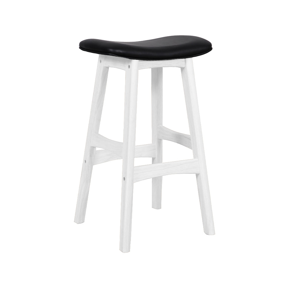 Gangnam Bar Stool-White with Black PU Seat