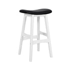 Gangnam Bar Stool-White with Black PU Seat