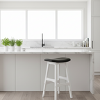 Gangnam Bar Stool-White with Black PU Seat