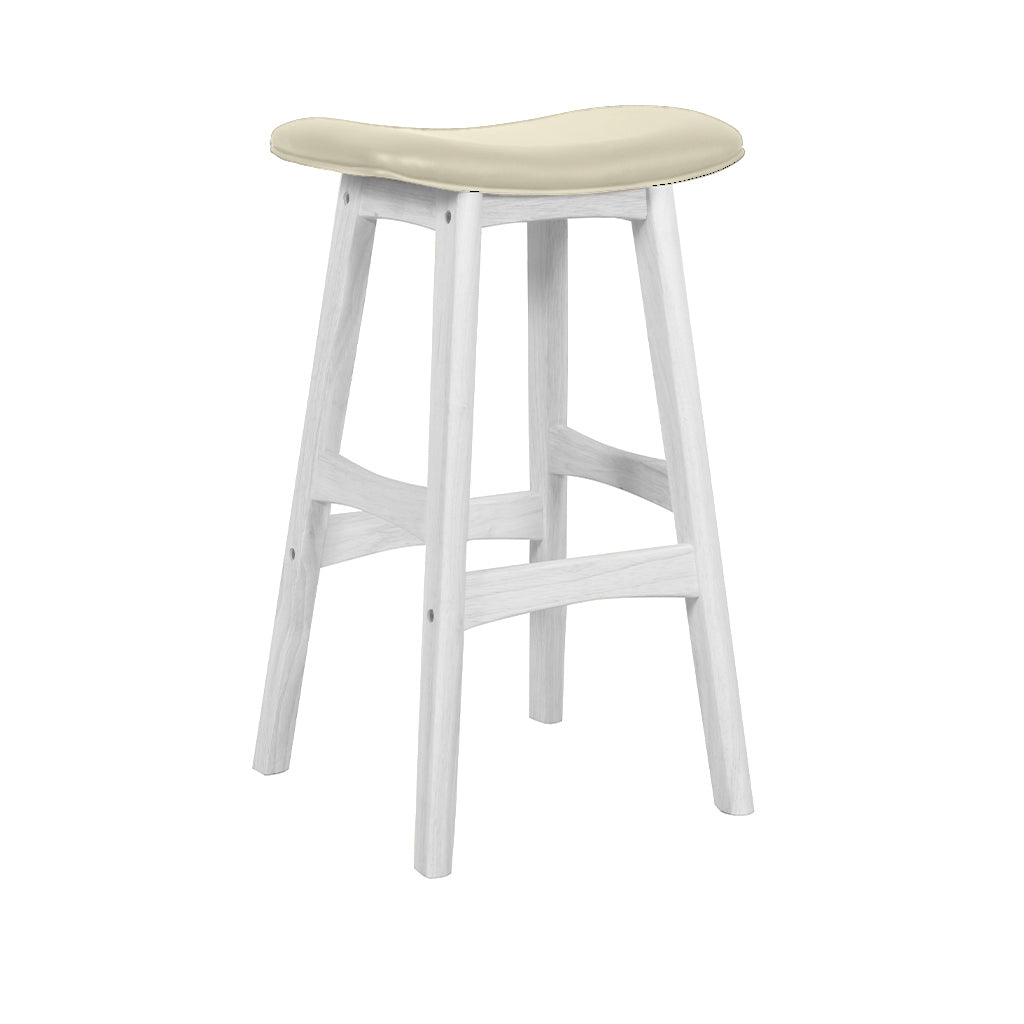 Gangnam Bar Stool-White with Clay PU Seat