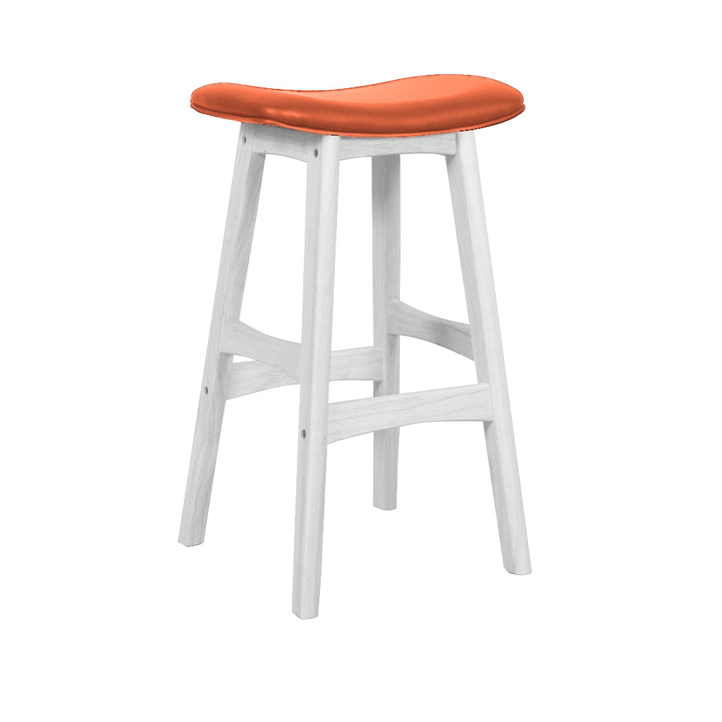Gangnam Bar Stool-White with Cognac PU Seat