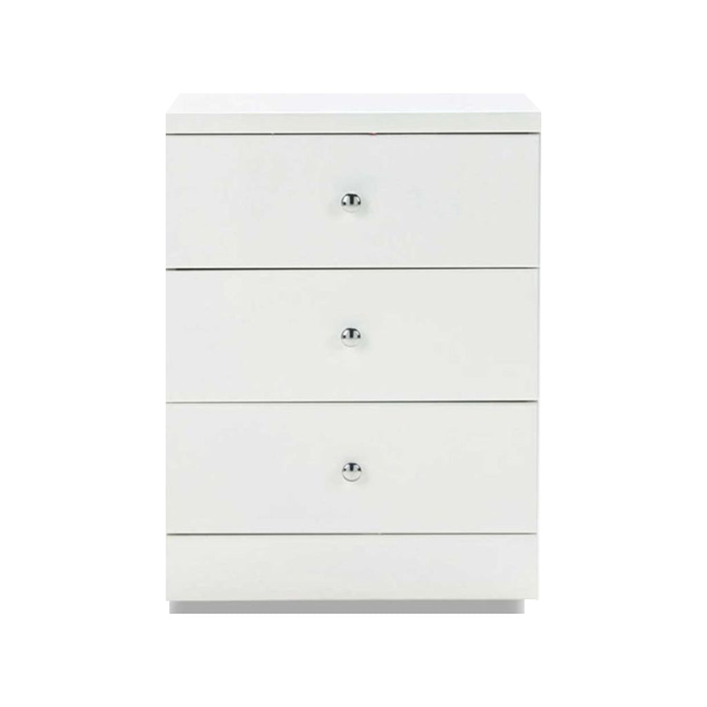 Leo 3 Drawer Bedside-White