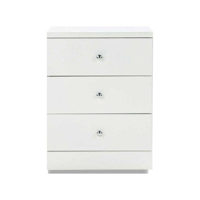 Leo 3 Drawer Bedside-White