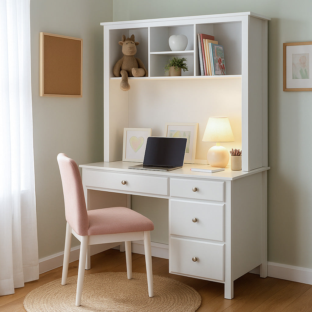 Brodie Desk and Hutch-White