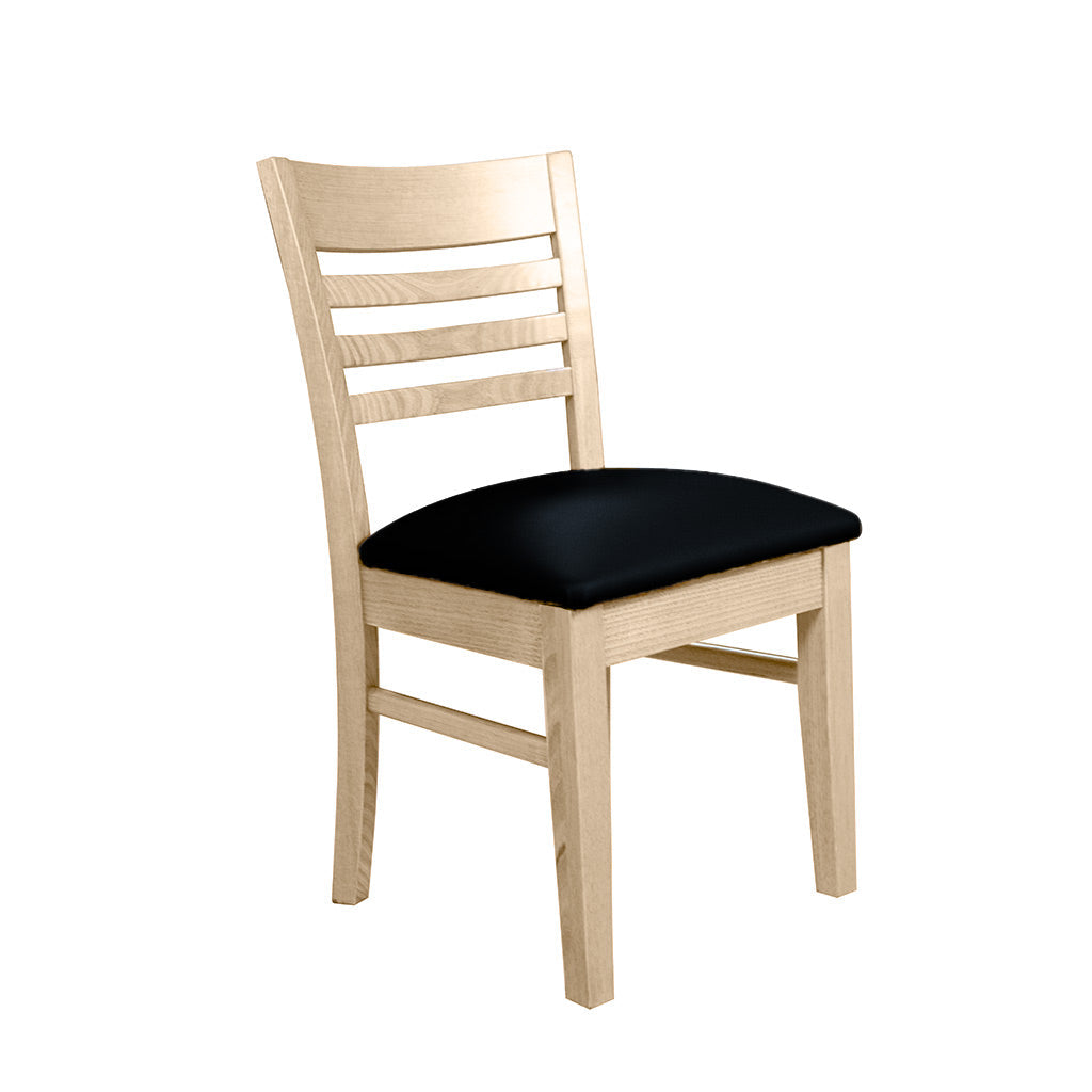 Florence Dining Chair-Clear Stain with Black Vinyl Seat