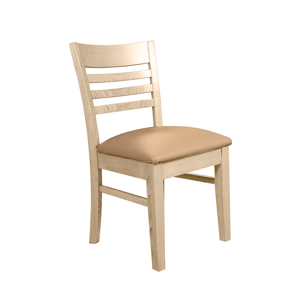 Florence Dining Chair-Clear Stain with Latte Vinyl Seat