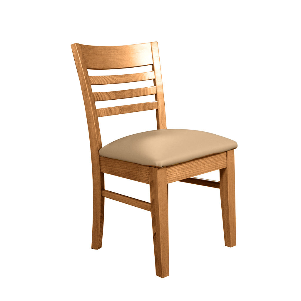 Florence Dining Chair-New English Stain with Latte Vinyl Seat