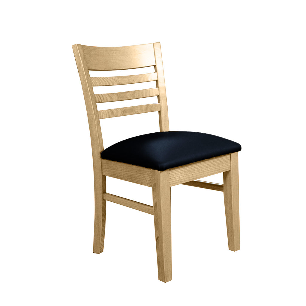 Florence Dining Chair-Wheat Stain with Black Vinyl Seat