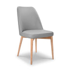 Jasper Leather Dining Chair-Light Grey Leather with Clear Stain Legs