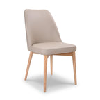 Jasper Leather Dining Chair-Light Mocha Leather with Clear Stain Legs