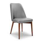 Jasper Leather Dining Chair-Light Grey Leather with Blackwood Stain Legs