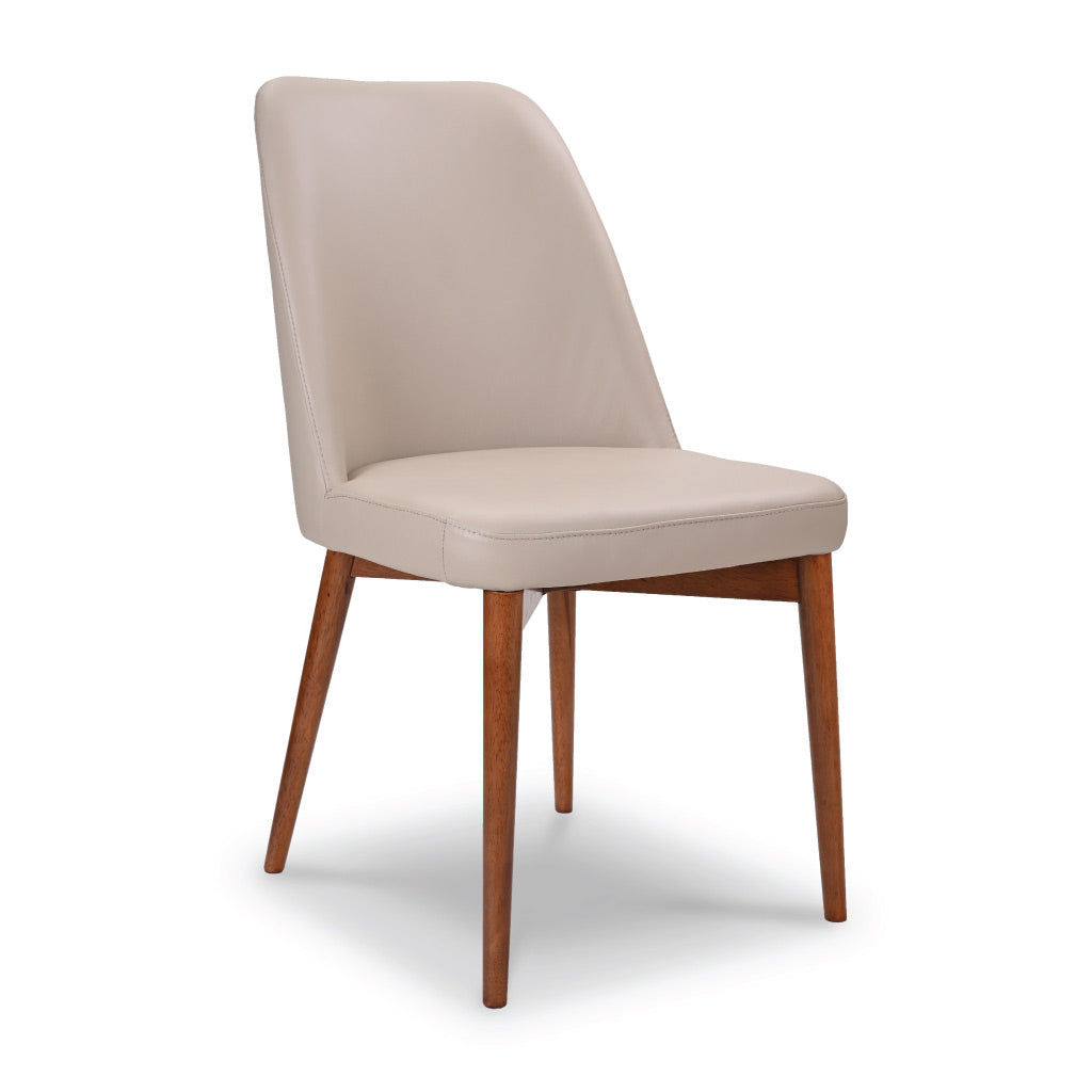 Jasper Leather Dining Chair-Light Mocha Leather with Blackwood Stain Legs