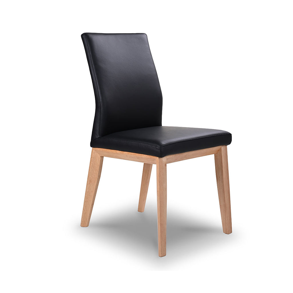 Kobe Leather Dining Chair-Black Leather with Clear Stain Legs