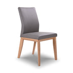 Kobe Leather Dining Chair-Mid Grey Leather with Clear Stain Legs