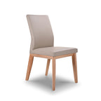 Kobe Leather Dining Chair-Light Mocha Leather with Clear Stain Legs
