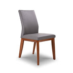 Kobe Leather Dining Chair-Mid Grey Leather with Blackwood Stain Legs