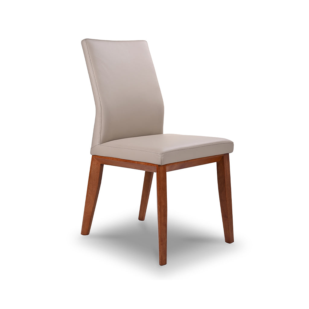 Kobe Leather Dining Chair-Light Mocha Leather with Blackwood Stain Legs