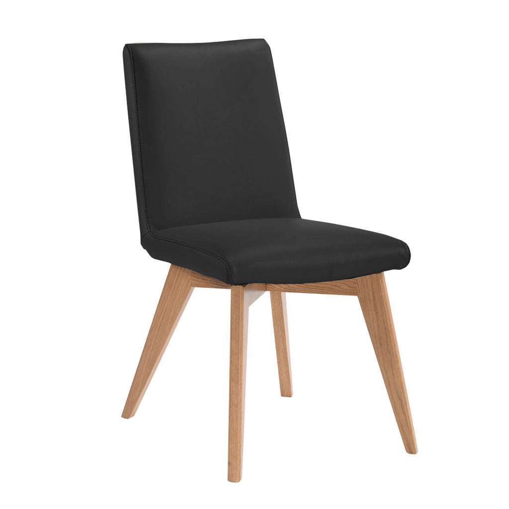 Marsden Leather Dining Chair-Black Leather with Clear Stain Legs