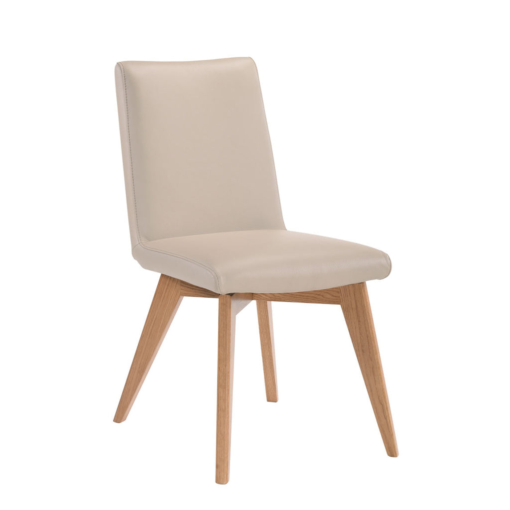 Marsden Leather Dining Chair-Light Mocha Leather with Clear Stain Legs