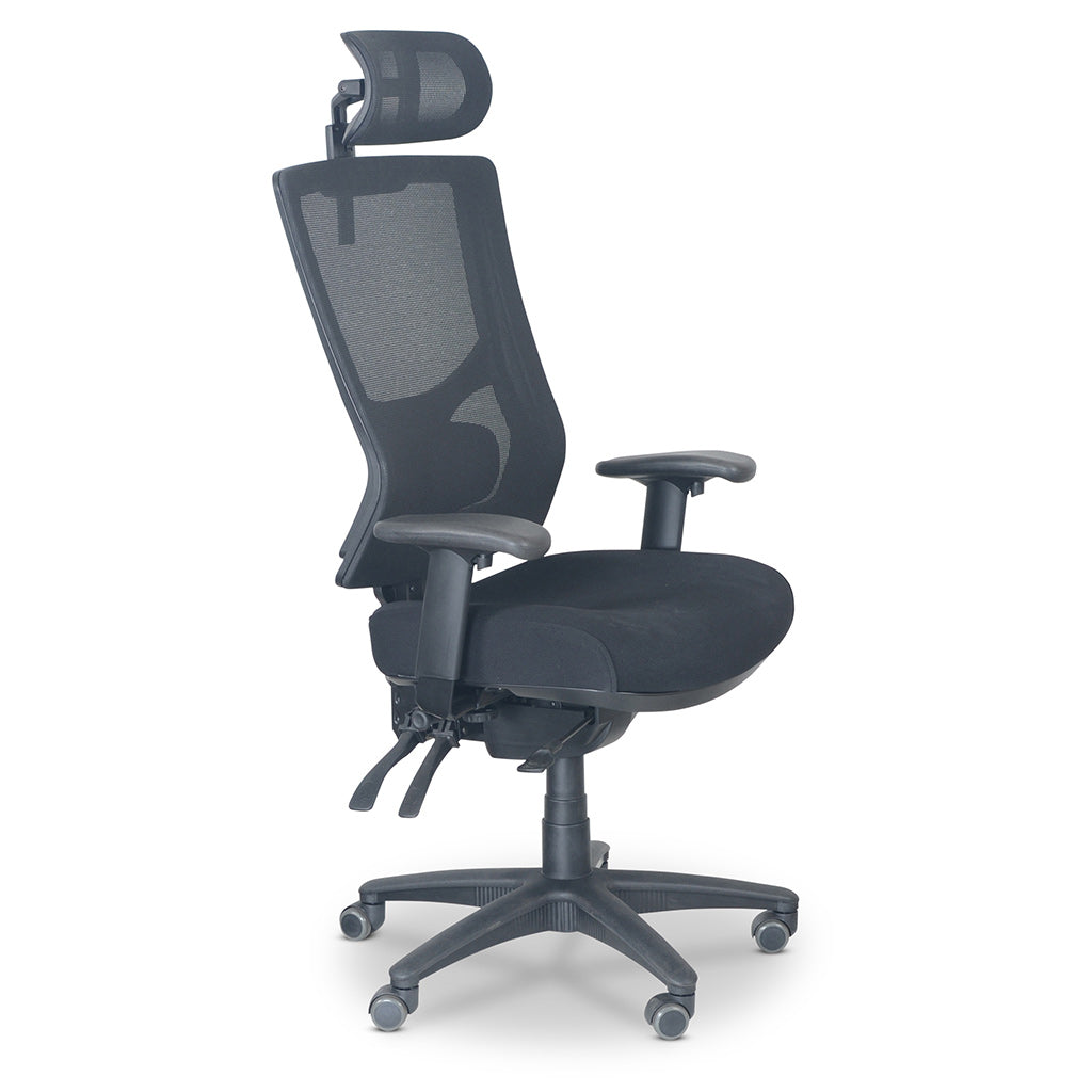 Madrid Office Chair High Back with Arms and Headrest-Black