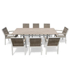 Florida 9PC Dining White Frame Light Beige Cushion