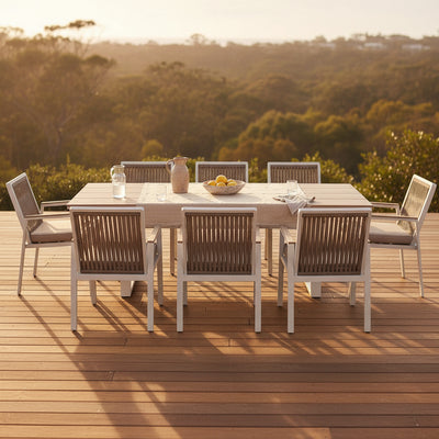 Florida Outdoor 9 Piece Dining Set-White hover image