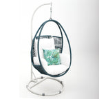 Harvey Bay Hanging Chair Blue/White Frame White Cushion