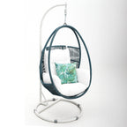 Hervey Bay Hanging Chair Blue/White Frame White Cushion