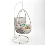Hervey Bay Hanging Chair Light Grey/White Frame Beige Cushion