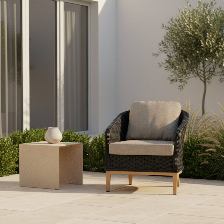 Park Orchards Single Sofa Black Frame Light Beige Cushion