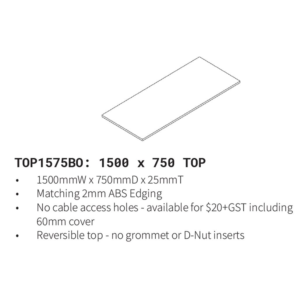 Blend White Straight Top Only 1500x750 TOP1575BW