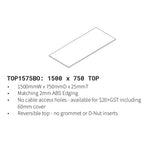 Blend White Straight Top Only 1500x750 TOP1575BW