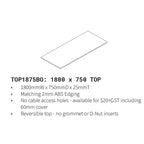 Barrel Oak Straight Top Only 1800x750 TOP1875BO