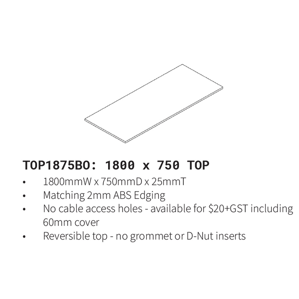 Barrel Oak Straight Top Only 1800x750 TOP1875BO