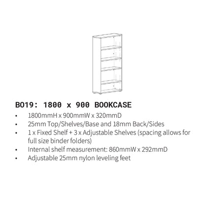 Blend Oak Over White Bookcase 900x320x1800H BO19A/BW19B hover image
