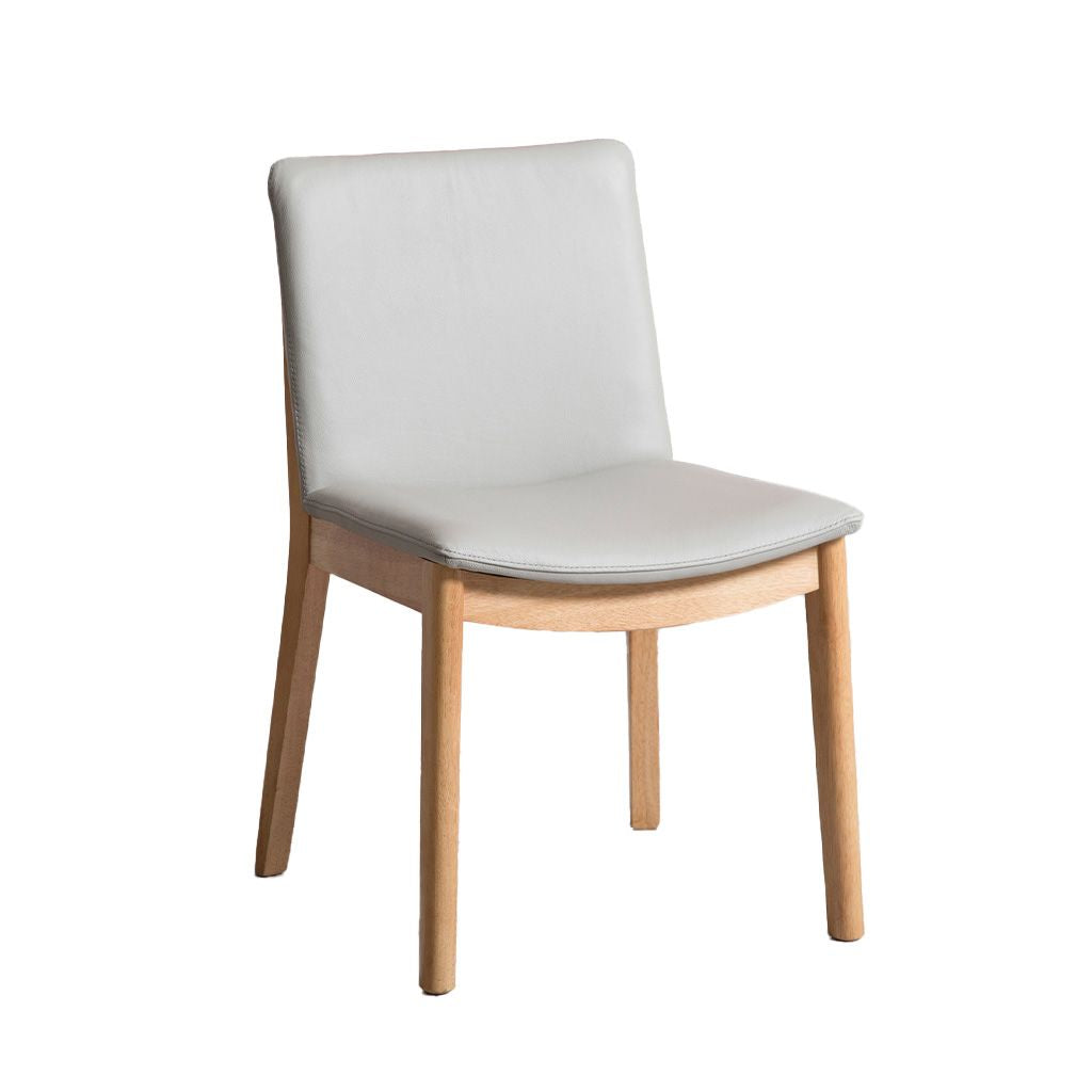 Koda Leather Dining Chair-Pewter Leather with Oak Base