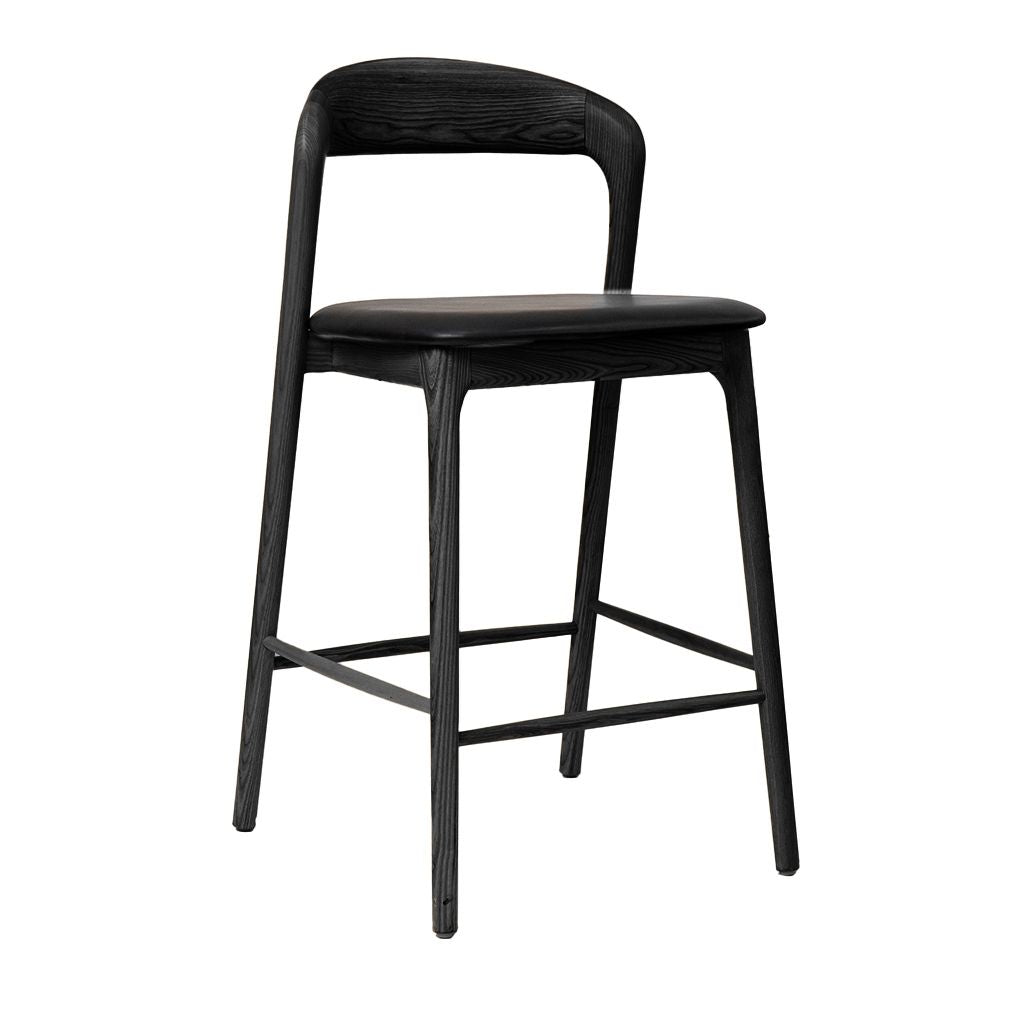 Shannen Bar Chair-Black Frame with Black PU Seat