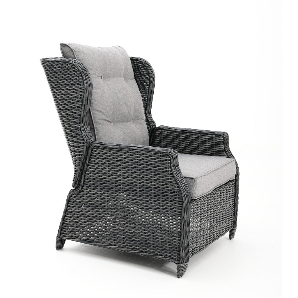 Buenos Aires Single Chair Castle Grey Wicker Grey Cushion